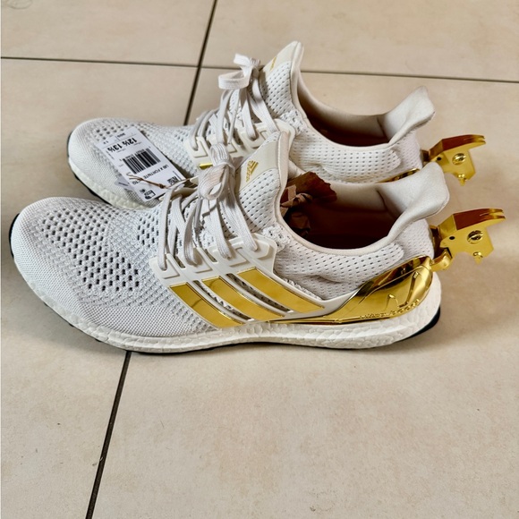 adidas Fortnite White and Gold Athletic Shoes - Picture 3 of 5